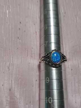 Blue Opal Statement Ring - Women's Silver-Tone Accent
